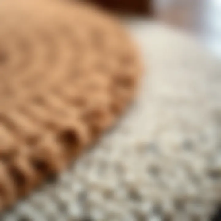 Close-up of the texture and material of a round non-slip rug
