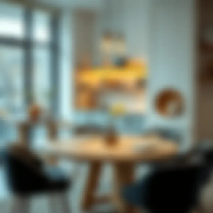 Elegant round kitchen table set in a modern dining area