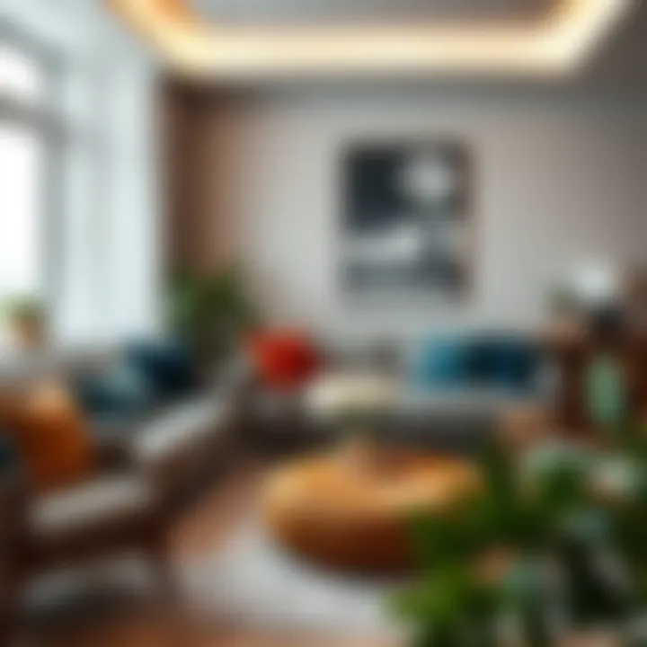 Artistic arrangement of round single-color fibers in a cozy living space